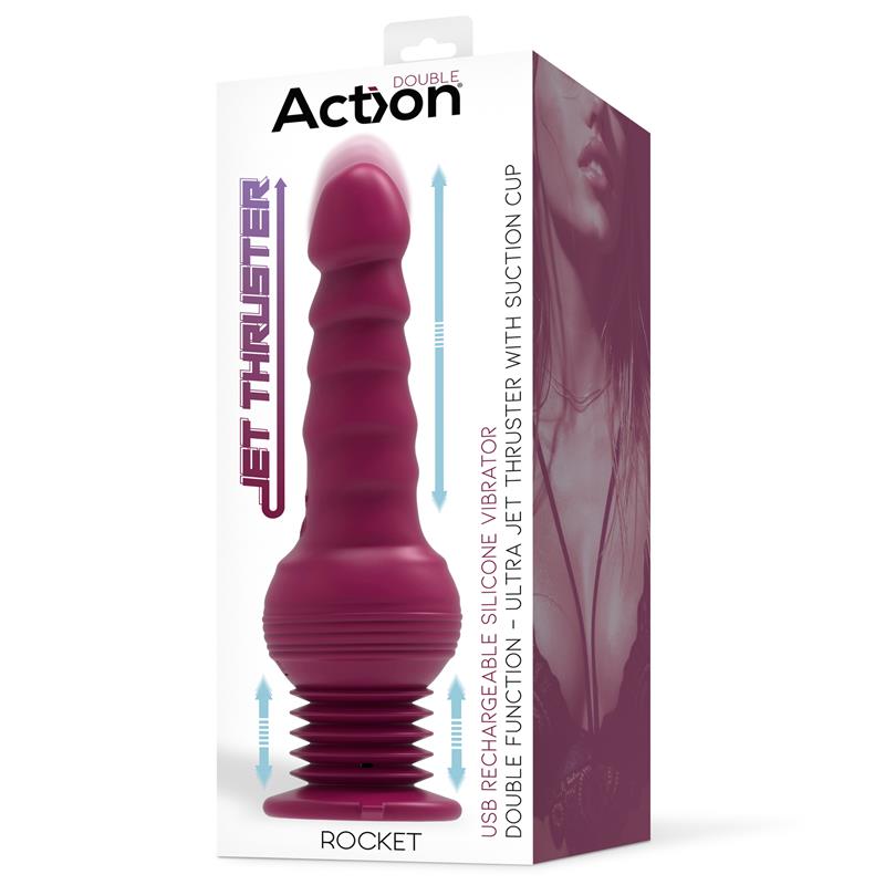 Action Rocket Vibrador con Thrusting Ultra Jet Thruster con Potente Ventosa