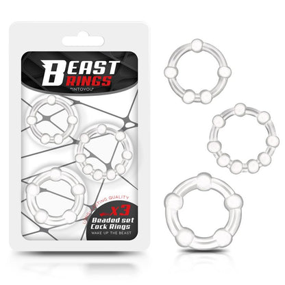 Beast Rings Set 3 Anillos para el Pene Beaded Flexibles Transparente