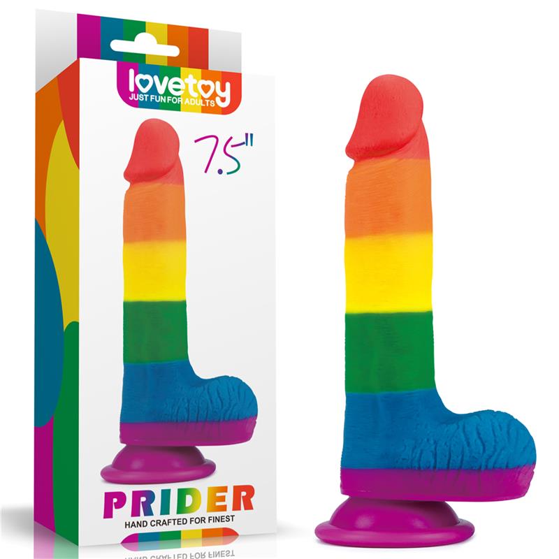 LOVETOY Dildo Prider Arcoiris 7.5" Silicona Líquida