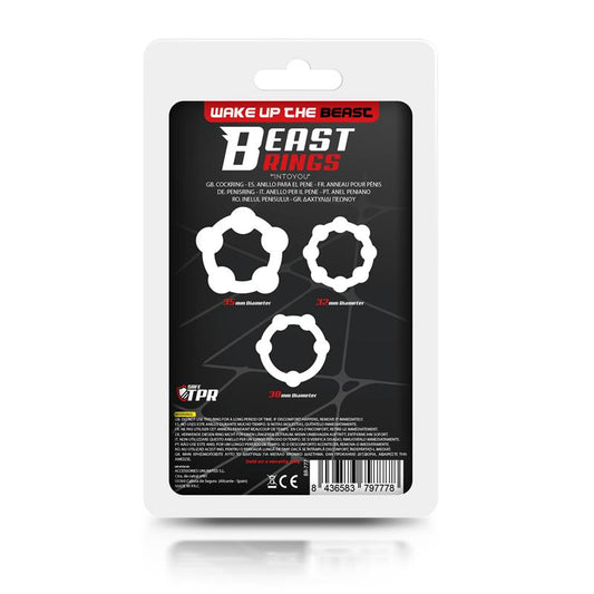 Beast Rings Set 3 Anillos para el Pene Beaded Flexibles Transparente